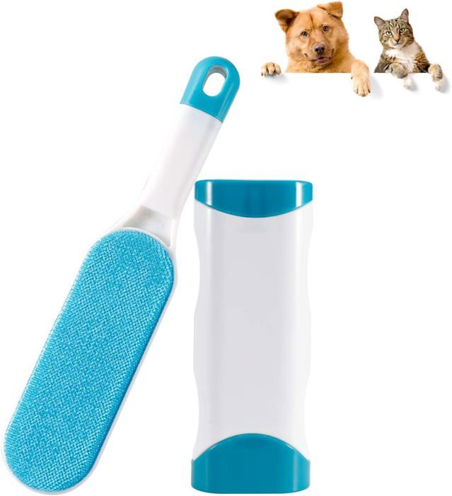 Meilleurs prix pour Brosse magique anti-poils animaux réutilisable enlève poils de chiens et chats sur vêtements canapé voiture lit bleu