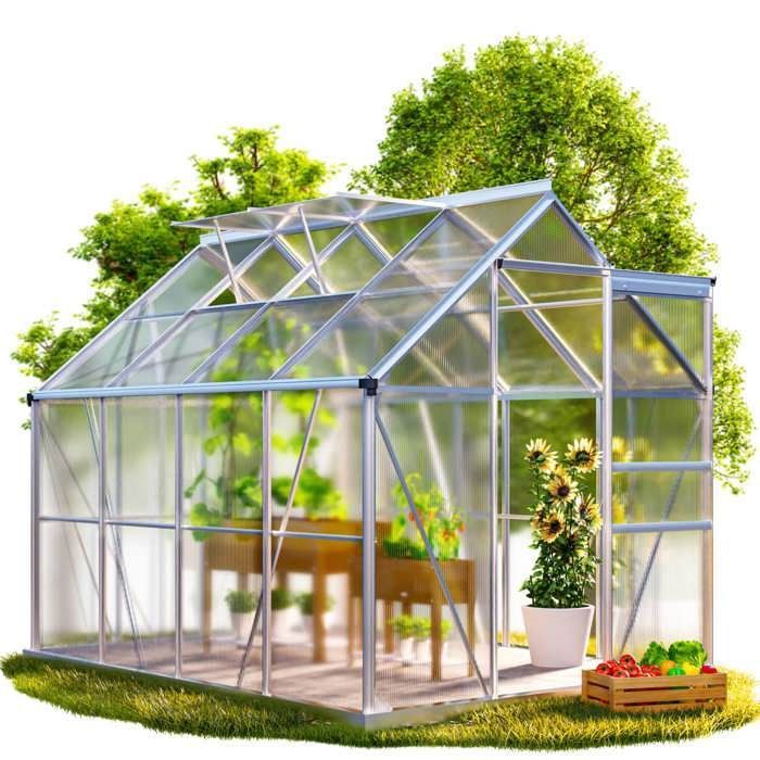 GARDEBRUK® Serre de jardin aluminium 48m² 250x190cm 2 lucarnes serre