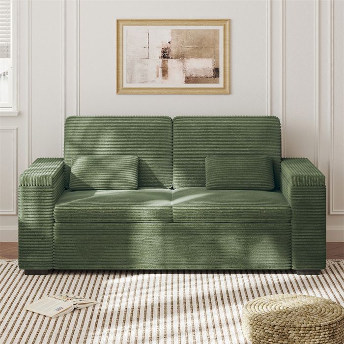 Canapé Convertible 2 Places Velours Vert MATT – Neuf, Scandinave