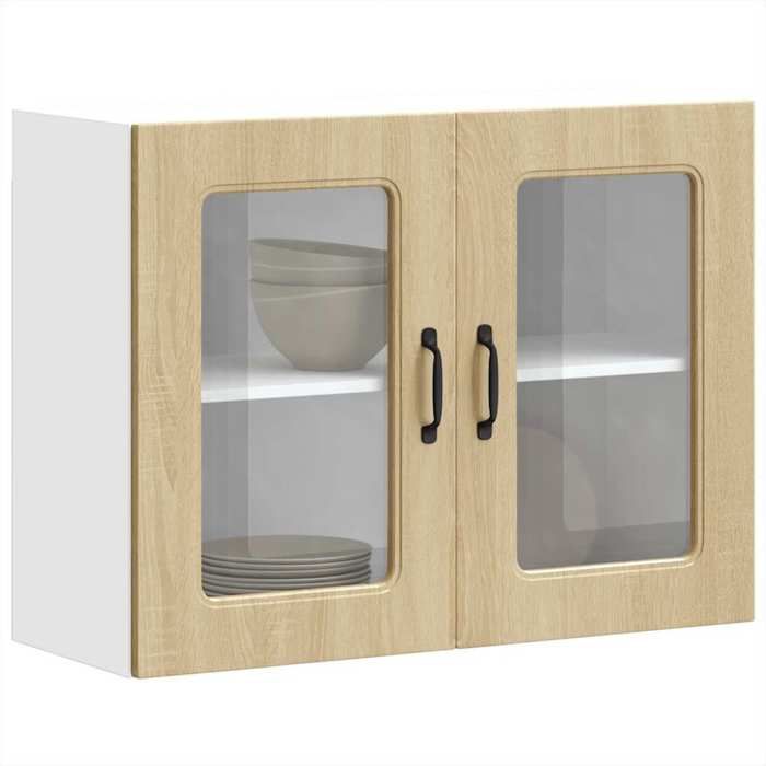“RabaisMeuble haut suspendue - VIDAXL - Armoire murale de cuisine et porte en verre Kalmar chêne sonoma Août42433