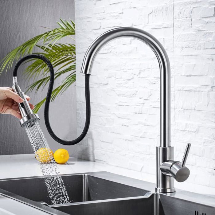 ONECE Mitigeur Lavabo Douchette Extractible 2 Jets – Robinet Laiton Chromé Avec Cartouche Céramique & Aérateur Démontable