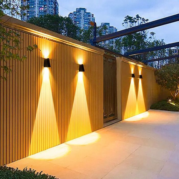 2LED Applique Murale ExtéRieure Solaire ImperméAble ÉClairage Ambiant ExtéRieur LumièRes Blanches Chaudes LumièRes de Jardin Appliq