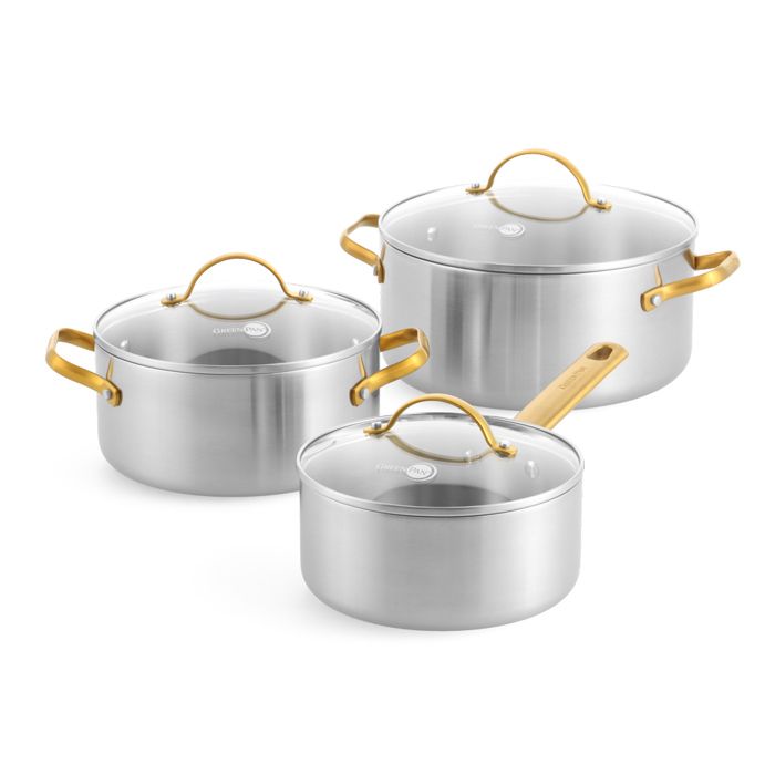 Set 3 faitouts 18/20/24 cm inox triply -Padova Reserve - Greenpan