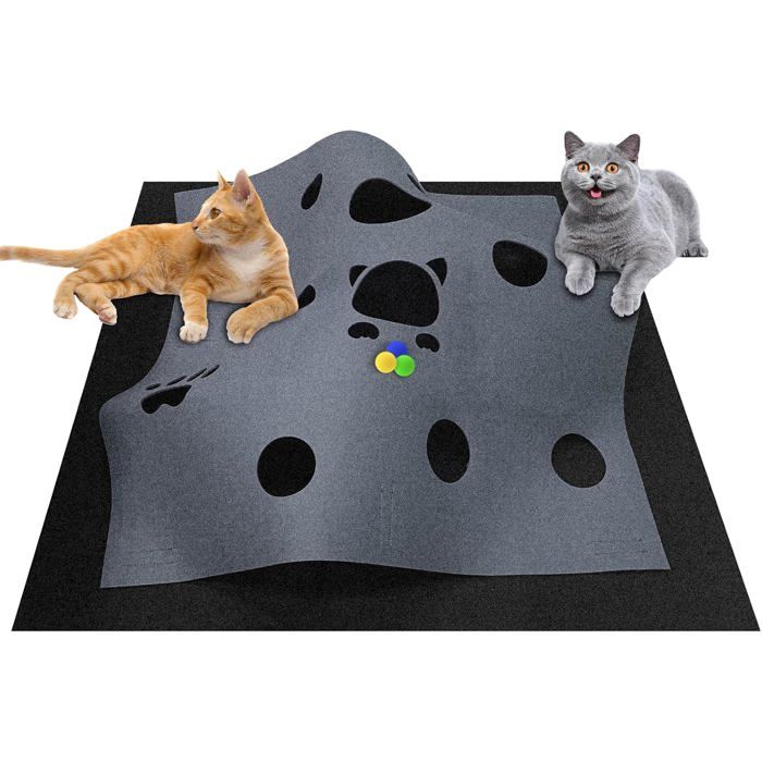 100 x 100 cm Jouet et Tapis à griffer pour Chat Tunnel en Feutre Tunnel de Jeu et Tapis de Couchage pour Dormir pour Jouer