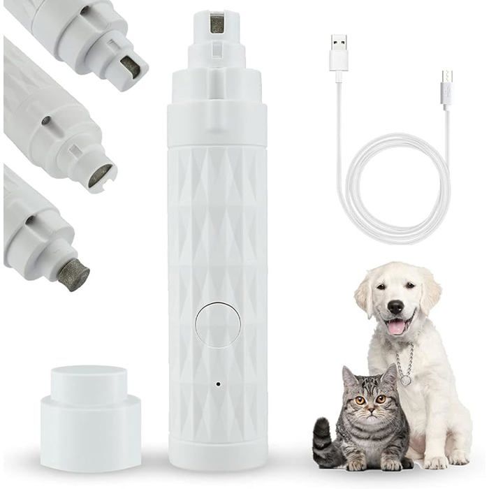 Lime à Ongle Chien Broyeur à Ongles pour Chien avec Lumières LED Coupe-Ongles Electrique pour Chien et Chat (Blanc) COUPE ONGLES