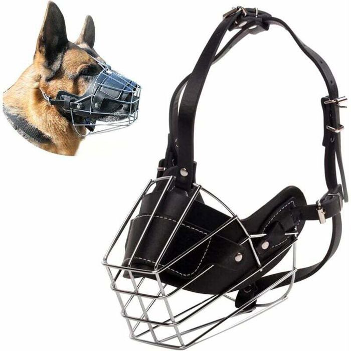 L Muselière pour Chien Métal Museau Chien Museliere Anti Aboiement Anti-Morsure Réglable pour Chien Grand Moyen Petit