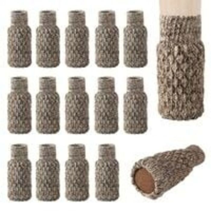 Chaussettes antidérapantes pour pieds de chaise - Lot de 16 - Tricotées protègent sol & réduisent bruit