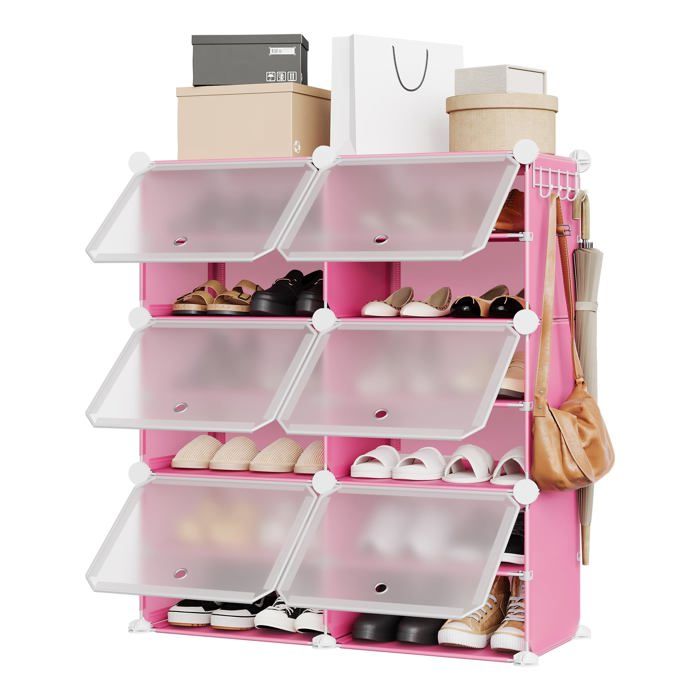 Étagère modulable - LUNSY - 12 compartiments - Résine imperméable - Connecteurs robustes en ABS