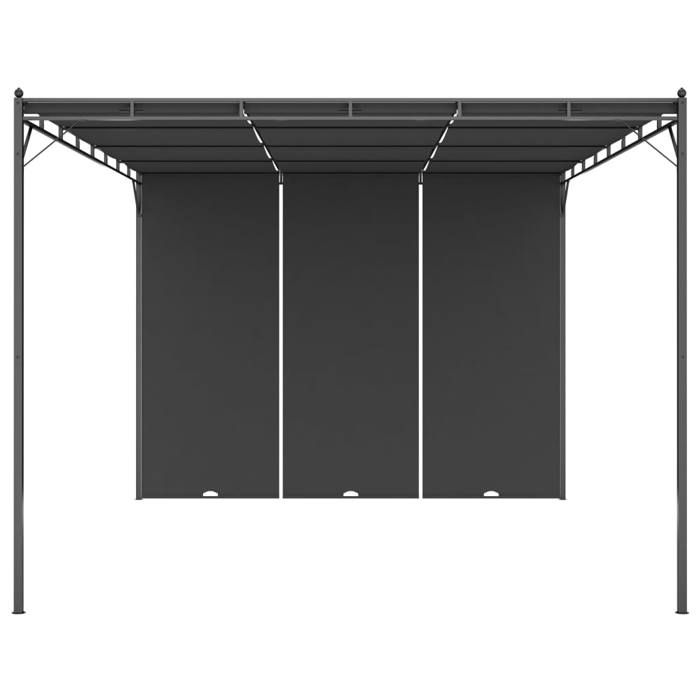 Anthracite Pergola/Pavillon pour Fête - BKM - Belvédère de jardin avec rideau latéral 4x3x2 - 25 m Anthracite_0981490