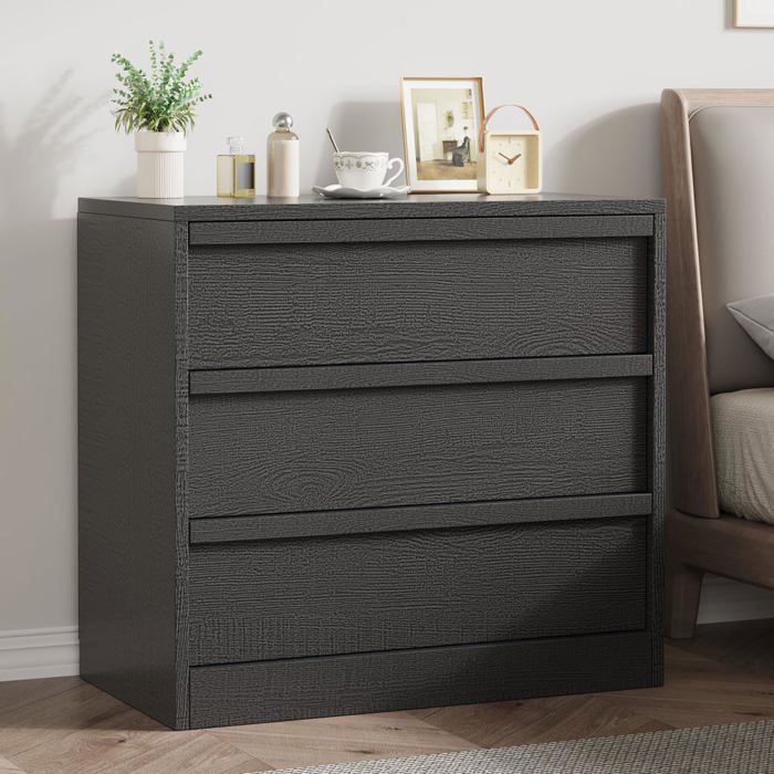 Triumpunpre Commode à 3 tiroirs offrant un grand espace de rangement avec glissières métalliques fluides pour salon couloir - noir