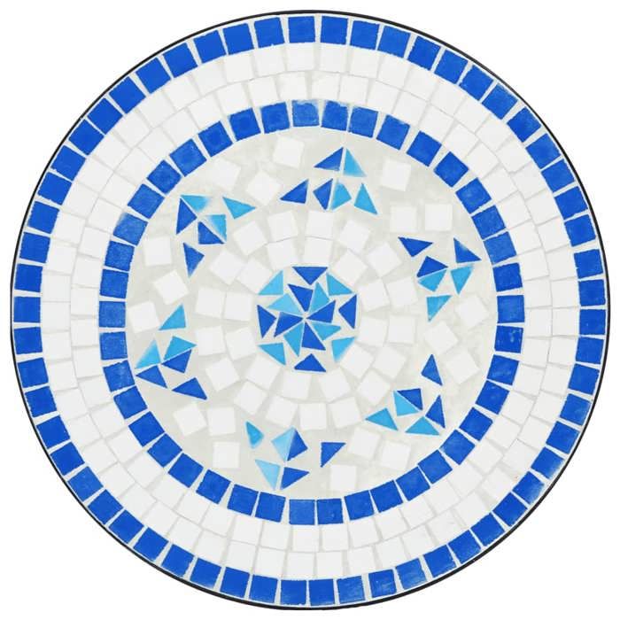 NEUF Table de bistro - Table de Pique Nique - mosaïque bleu et blanc Ø50 x 70cm céramique FR00_82265333807
