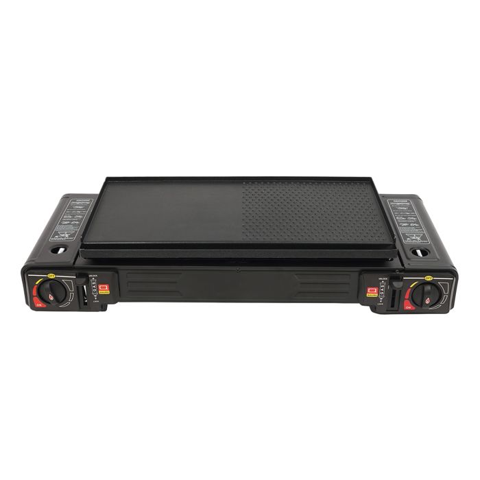 2500W Réchaud Gaz 2 Feux Camping Barbecue Gaz Camping Plaque