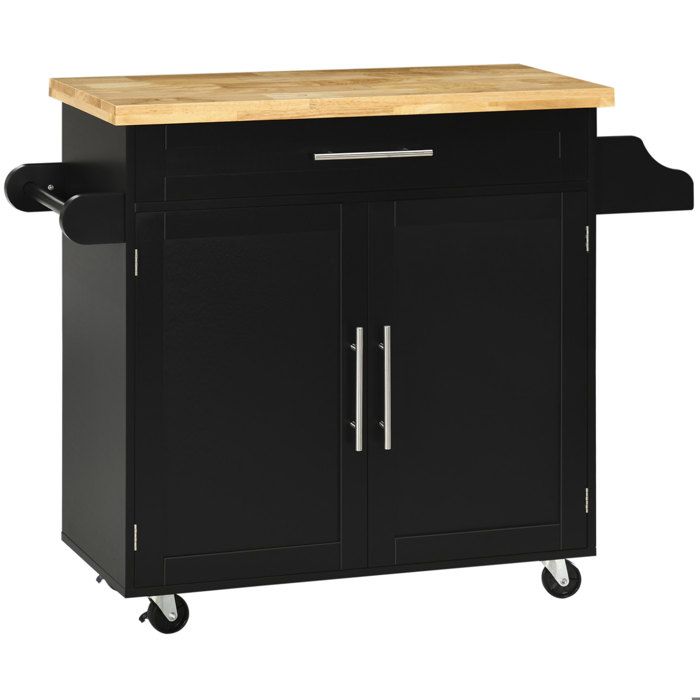 Desserte de cuisine roulante 109x40x89 cm avec plan de travail 1 tiroir placard 2 portes range-épices noir