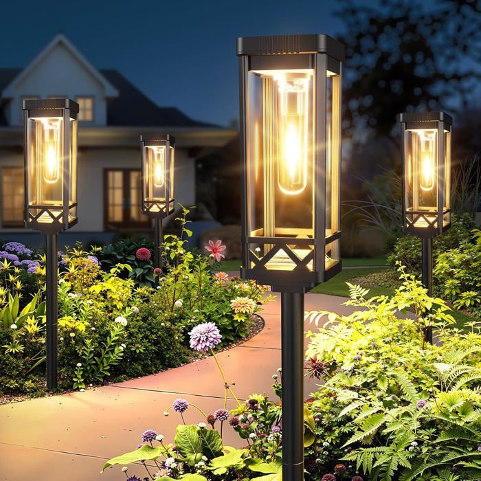 Grandes Lampe Solaire Exterieur 6 Pièces Super Lumineux Lumiere Solaire Exterieur Avec Batterie 1000 Mah 15 Heures DÉclairage I