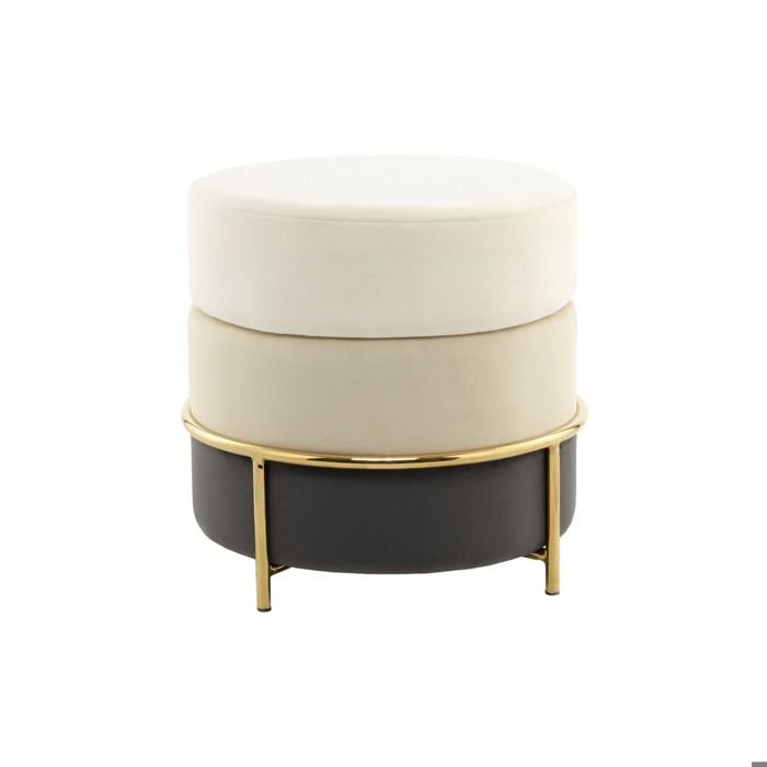 Pouf design Matilda en velours crème - Réf. VK8681847488101