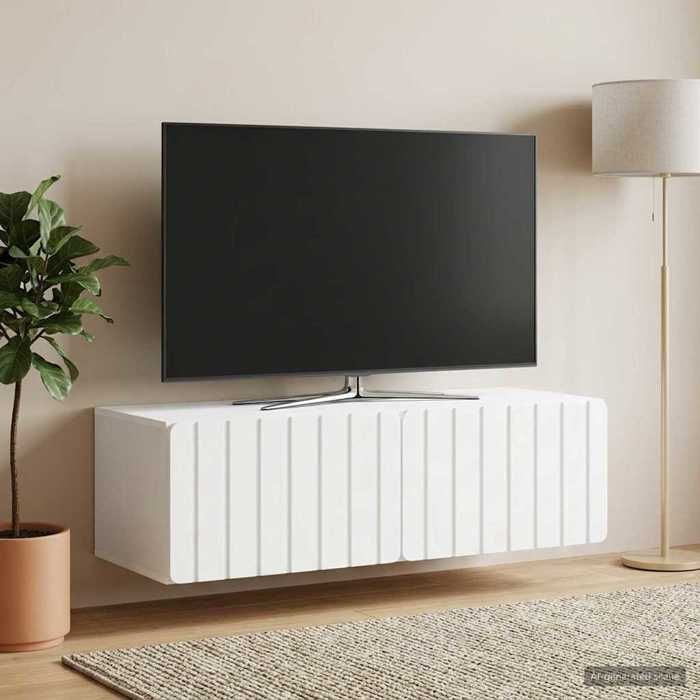 Magnifique Blanc Banc TV - Meuble TV mural 98X41X30 cm Blanc - Bois dingénierie  &&34040