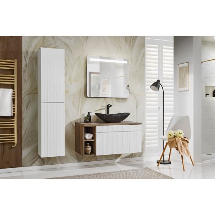 ensembles salle de bain - ensemble meuble vasque + 3 éléments - 100 cm - emblematic white