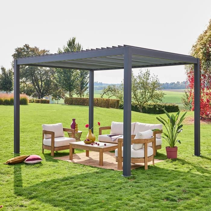 Pergola Bioclimatique gris anthracite – Triomphe – 3x4m. aluminium. à