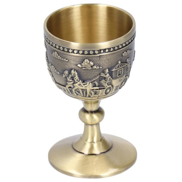 Calice Or Vintage – Gobelet Communion Alliage Zinc Doré Motif Floral – Élégance & Luxe