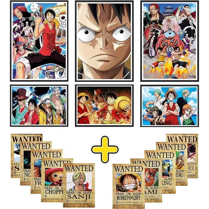 Poster One Piece Lot De 6 Posters Manga 10 Cartes Prime Avis De Recherche One Piece Wanted Affiches Pour Tableau Decoration 1 Cdiscount Maison