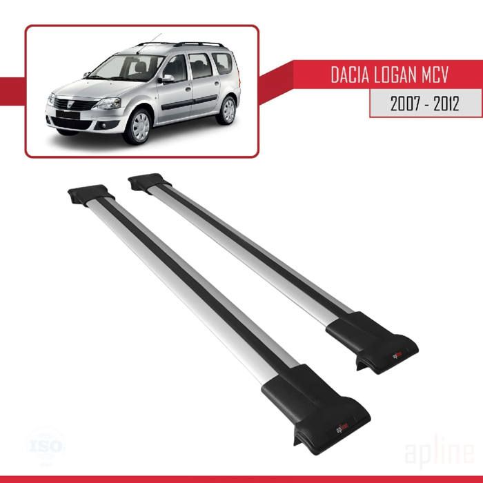 Compatible avec Dacia Logan MCV 2007-2012 Barres de Toit FLY Modèle Railing Porte-Bagages de voiture GRIS