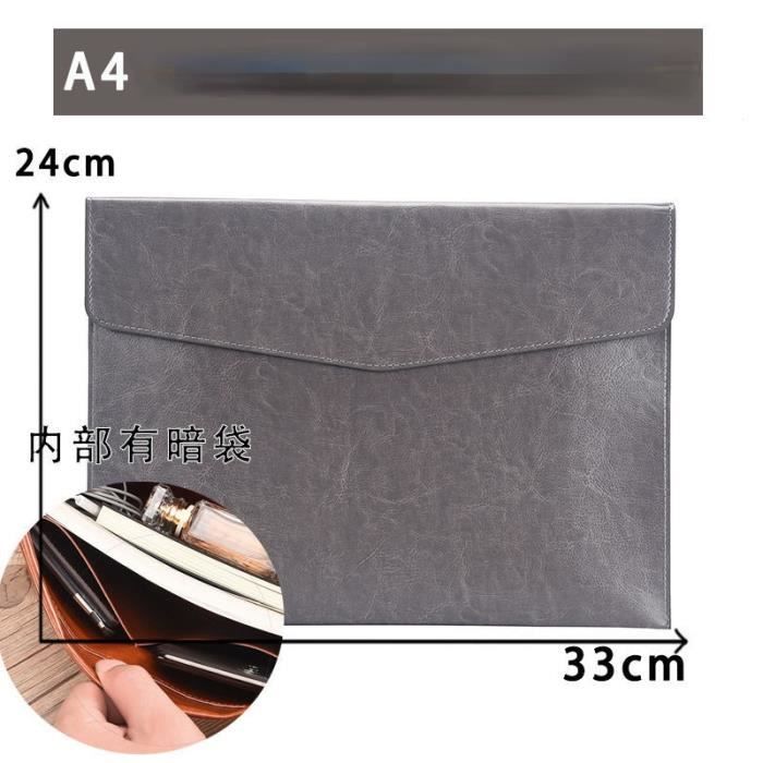 A4 gris Pochette en cuir pour dossiers et donn es Sac