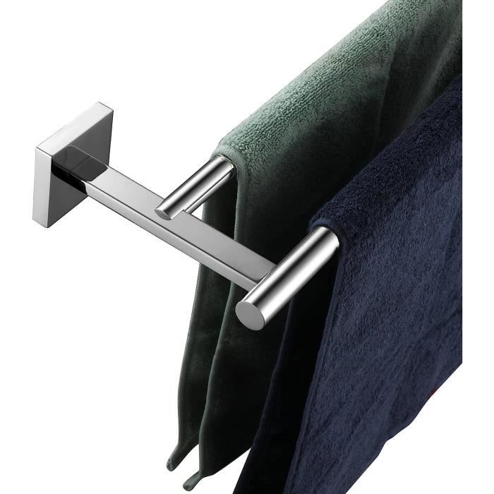 Porte serviettes chromé double ancien - Support en opaline blanche