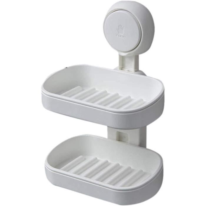 Porte-savon Double Couche Linkidea - Céramique Et Acier Inoxydable - Auto-drainant - 13x9,5 Cm - 8