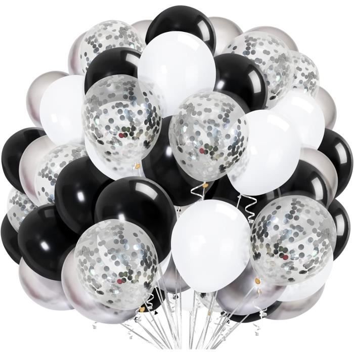 Kit Déco Anniversaire Or & Noir 46 Pièces – Ballons Géants, Confettis, Guirlandes Étoiles