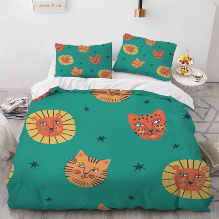 Parure De Lit 200X200 3D Imprim Animaux De Dessins Anim s Housse