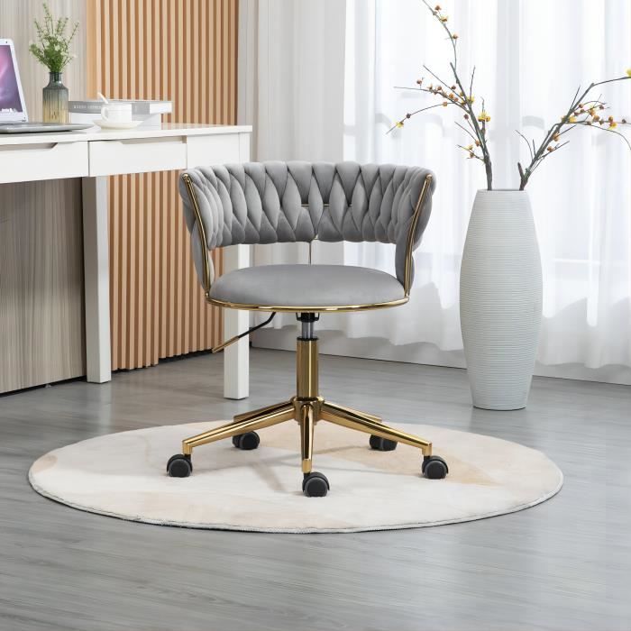 fauteuil ergonomique pivotante à 360° avec hauteur d'assise réglable pour la maison-le bureau,gris