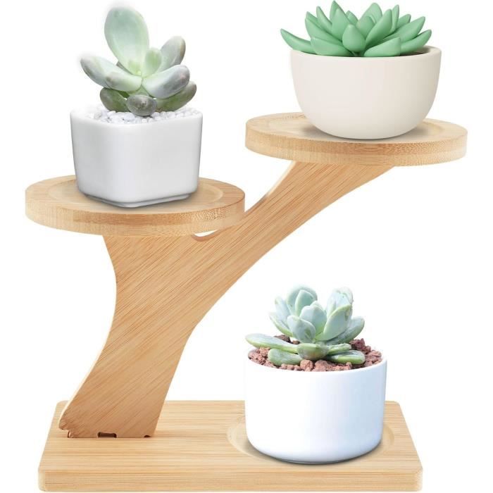 MIXMIO Porte Plante Intérieur 3 Niveaux En Bois - Étagère Fleurs Stable Pour Salon Et Balcon