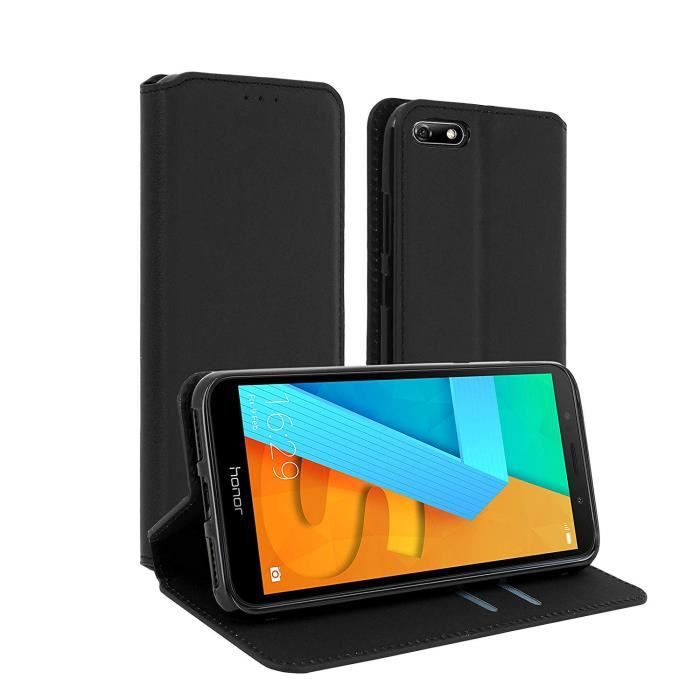 AURSTORE Coque Huawei Honor 7S NOIR Pochette Housse Etui Porte