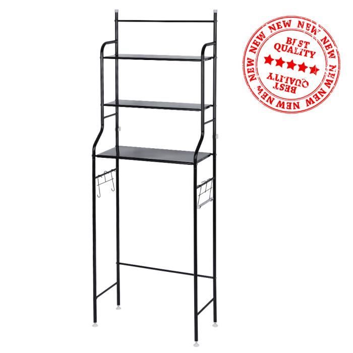 Étagère de Salle de Bain HSTURYZ avec 3 tablettes au-dessus des toilettes WC - Noir