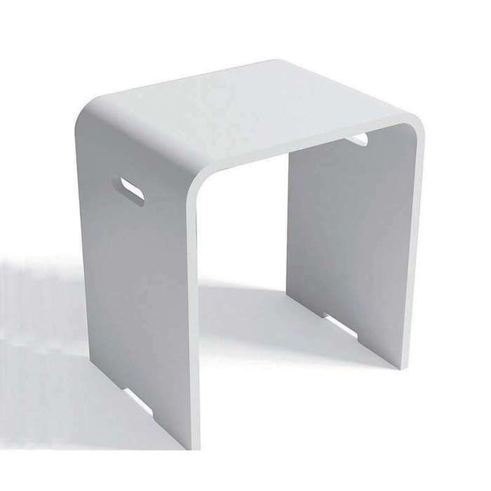 Tabouret salle de bains Kento en Solid surface Blanc