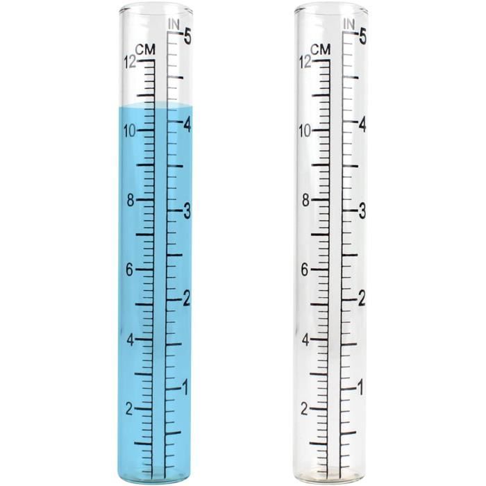 Pluviomètre En Verre Lot De 2 - 35 Mm, échelle Transparente, Résistant Au Gel, Pour Jardin Et Extérieur