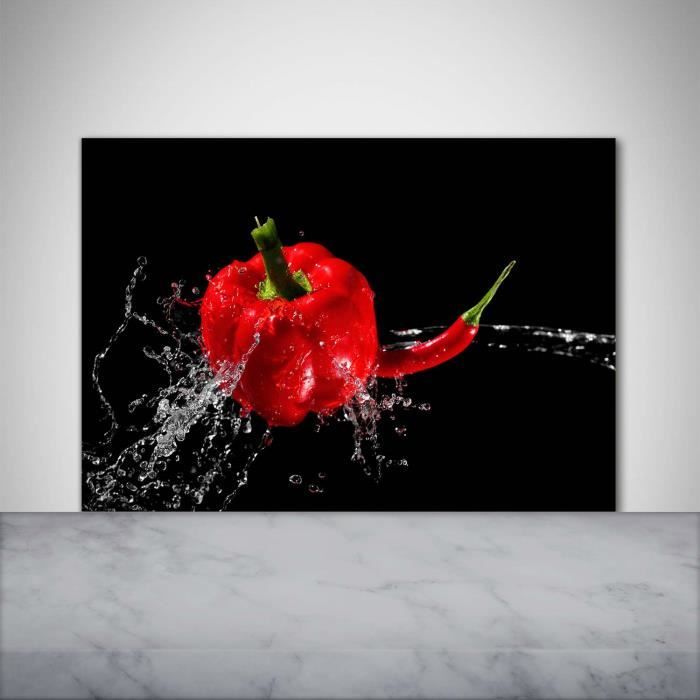 Crédence Cuisine En Verre Trempé 100x50cm Tulup - Rouge Piment, Résistante Aux Taches Et éclaboussures - 10