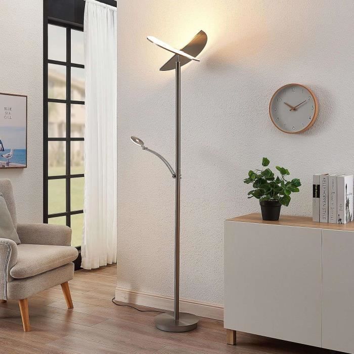 Lucande lampadaire LED à intensité variable pour salon et salle à