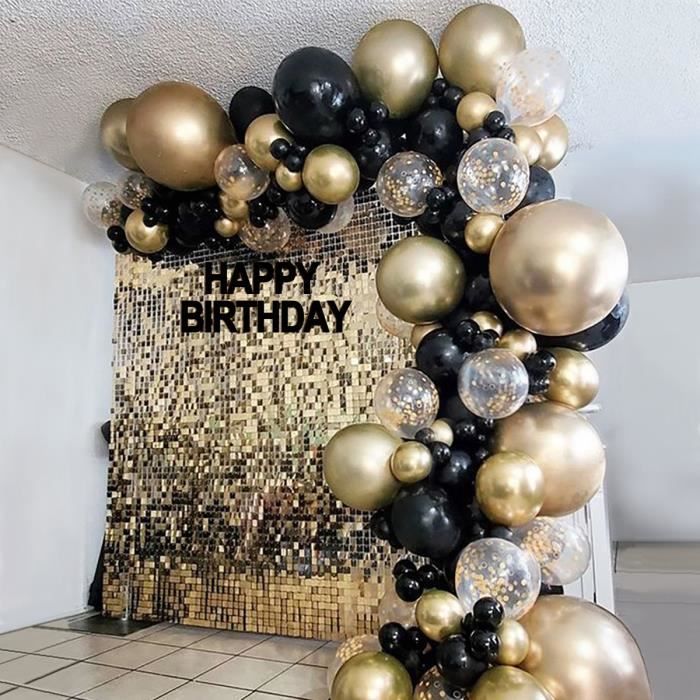 Or noir ballon guirlande arc confettis ballons en Latex remise des diplômes  heureux 30e 40e 50e anniversaire fête décor adultes - Cdiscount Maison