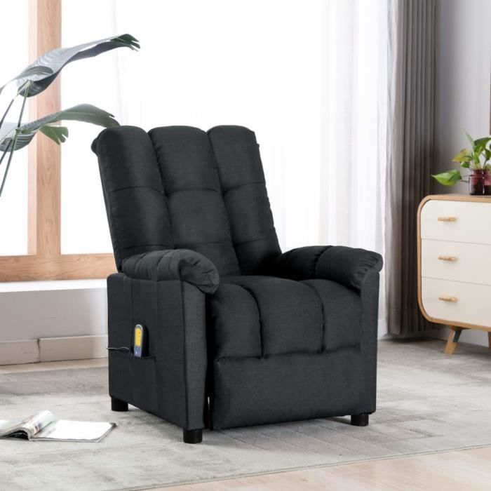 BMP - Electrique Fauteuil de relaxation massant Gris foncé Tissu6893