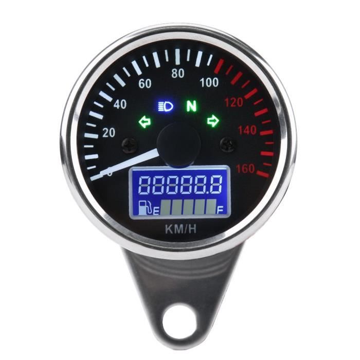 Compteur De Vitesse Moto Universel Argent - Tachymètre Km/h Double Indicateur Kilométrage Avec Lumière LED