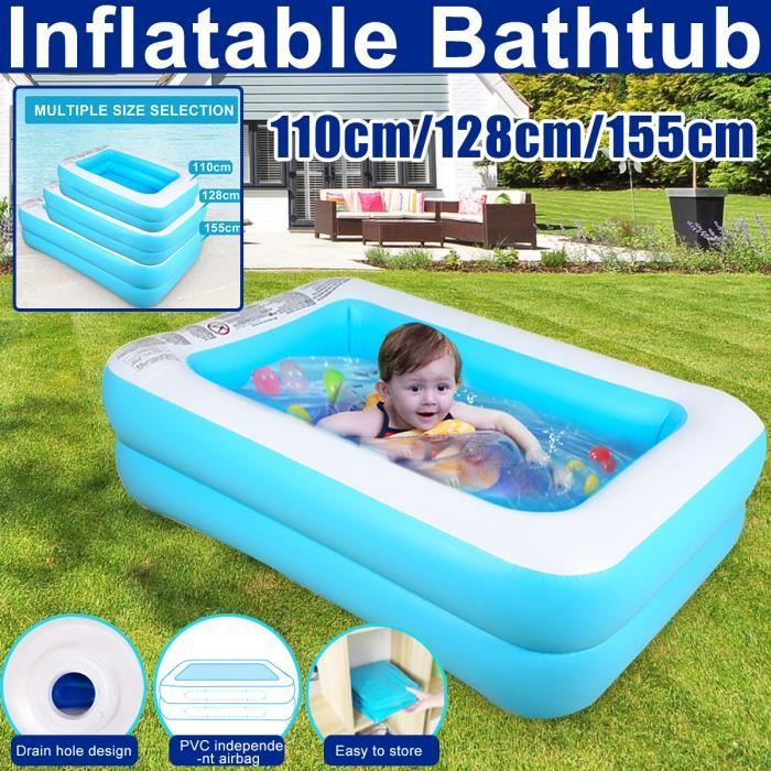 Jardin et extérieur pataugeoire pour Enfants Forwei Piscine Gonflable familiale Piscine pour Tout-Petits de 6 Ans et Plus Grande Piscine rectangulaire pour Enfants pataugeoire Adultes 