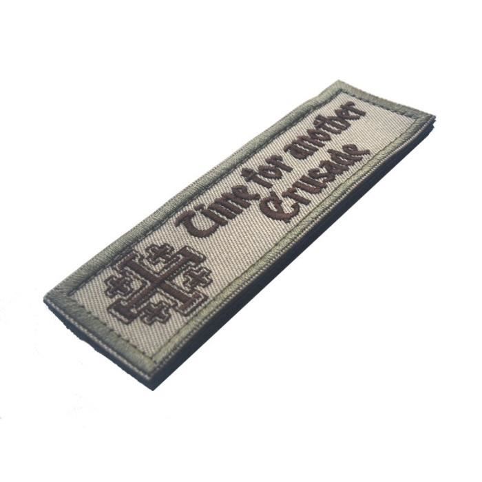 Patch écusson Brodé Templier – Velcro Scratch – Diamètre 8 Cm – Moyen Âge