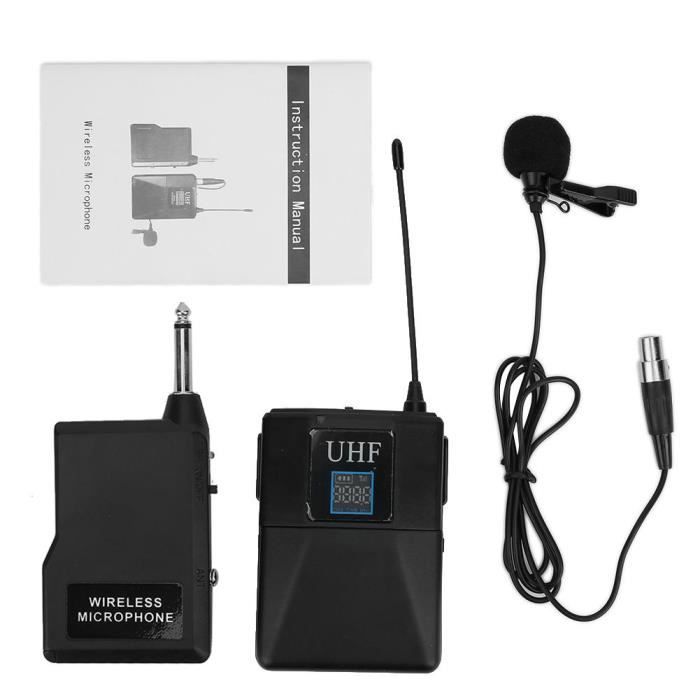 Système de microphone sans fil UHF, casque de microphone sans fil Lavalier multifonction avec émetteur de poche pour chant /