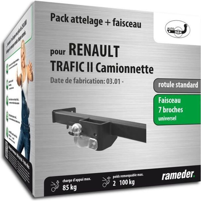 Attelage - Renault TRAFIC II Camionnette - 08/06-12/99 - rotule standard - AUTO-HAK - Faisceau universel 7 broches