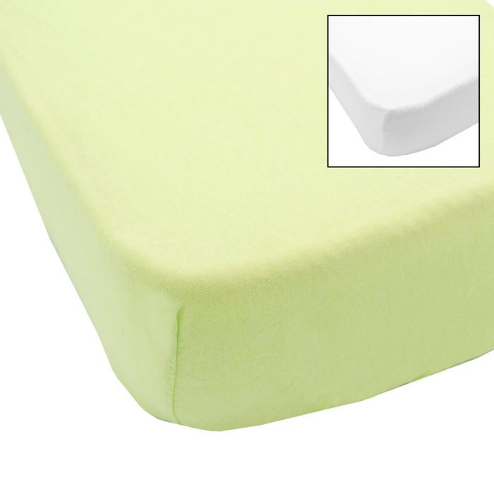 BABYCALIN 2 Draps Housse Bébé Blanc Vert 60 x 120 cm - Jersey - 130gr/m²