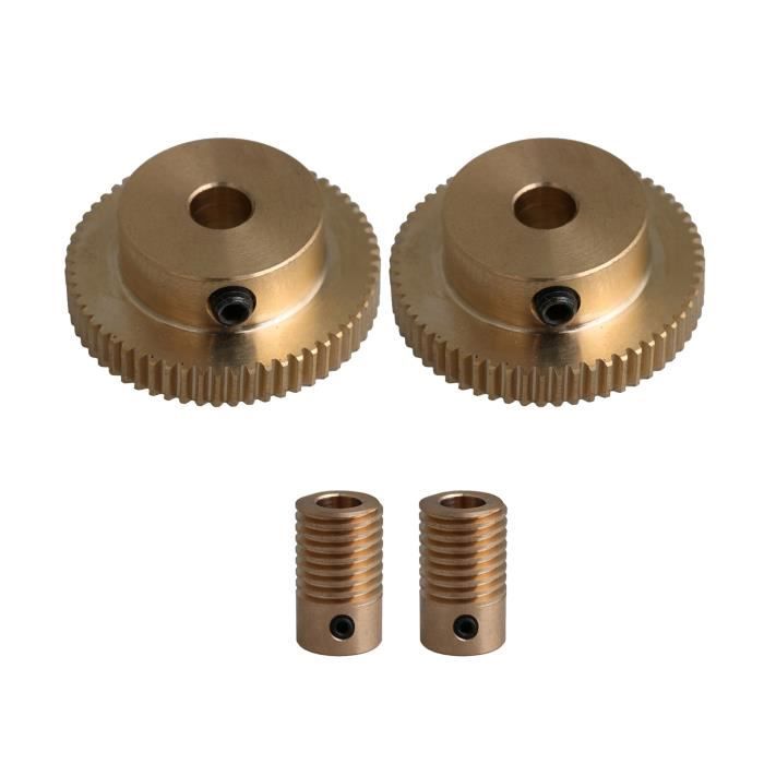Pignon à Vis Sans Fin En Laiton De 0,5 Module, 60 Dents + Arbre De Transmission En Acier