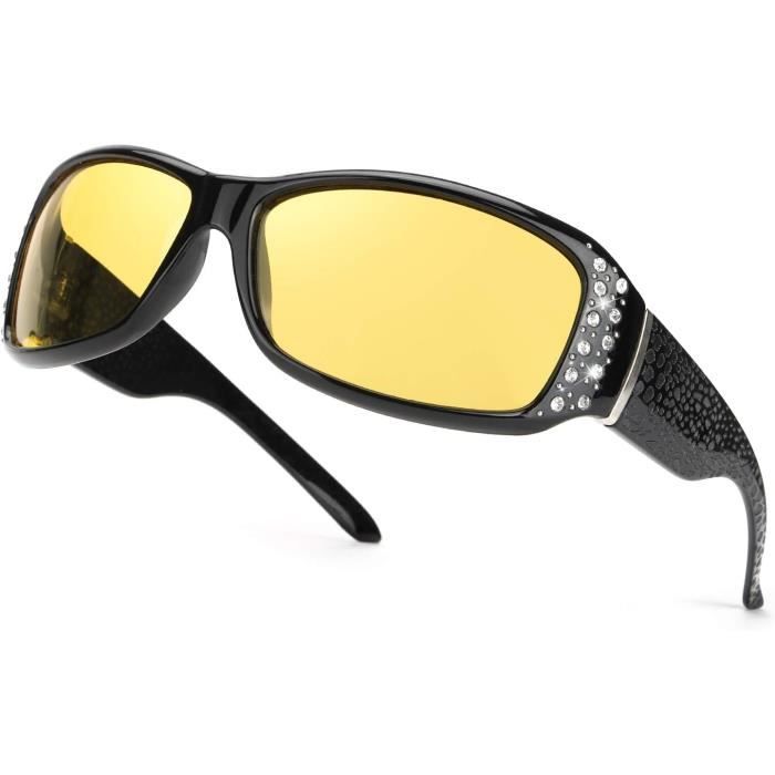 Lunettes De Conduite Nuit Polarisées Rainbow Safety RWND2-Black - Anti-Éblouissement Phares, Brouillard Et Pluie - Jaunes Pour Vision Nocturne