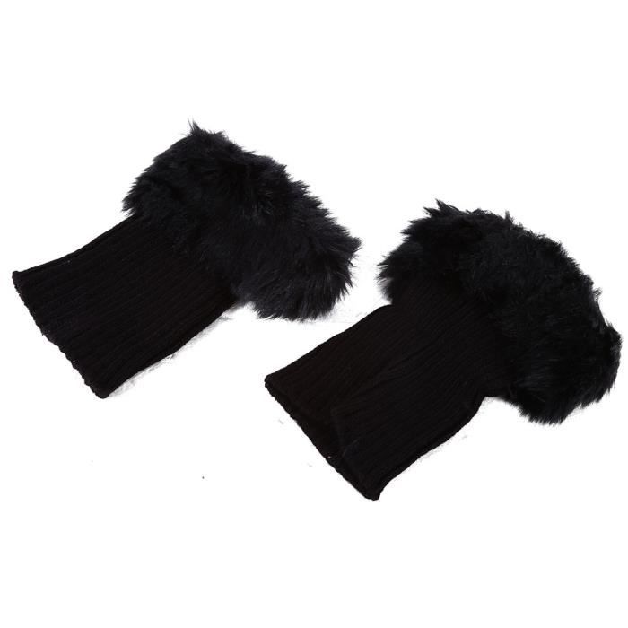 Jambières Chaudes WUSJCOF – 2 Paires Noir Et Blanc – Guêtres Longues En Tricot Pour Femmes – Mollets Au Chaud En Hiver