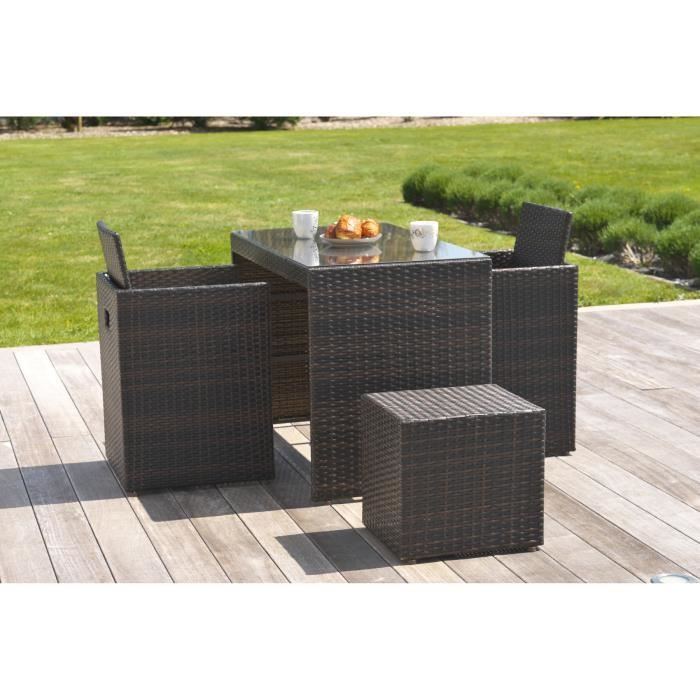Ensemble De Jardin Encastrable 4 Places En Resine Tressee